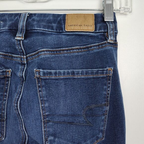 American Eagle Curvy Super Hi-Rise Jegging Women's Size 0 X-Short Blue Stretch - Picture 7 of 11